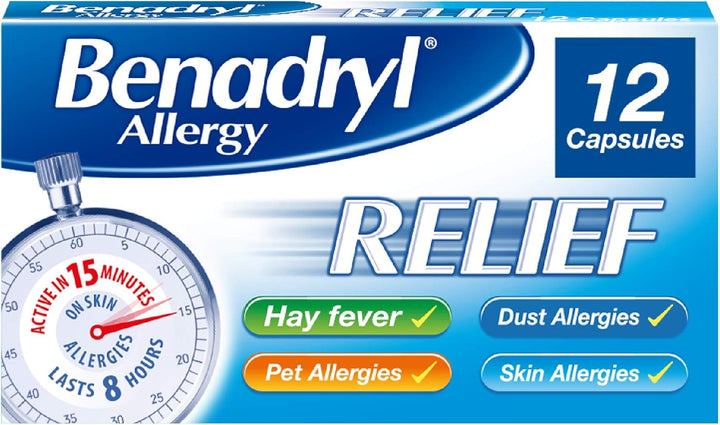 Allergy Relief Capsules (1 X 24), Antihistamine Capsules with Acrivastine, Hayfever Tablets for Relief, Suitable for Pet, Dust, and Skin Allergies