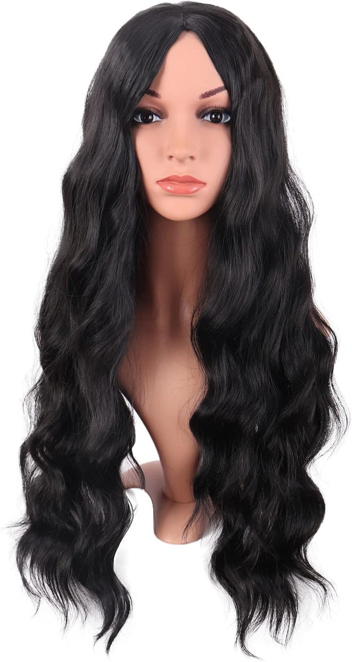 28 Inch/70 Cm Long Wavy Middle Part with No Bangs Synthetic Fiber Curly Fashion Women Party Cosplay Wig (Light Pink)