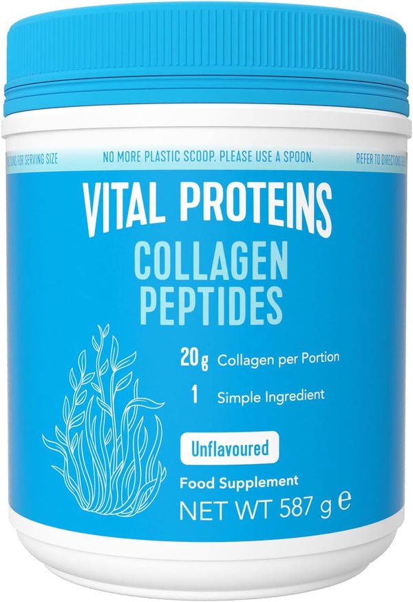 Collagen Peptides Powder Supplement (Type I, III), Unflavoured Hydrolyzed Collagen-Hair, Skin, Nail Support Supplement, Paleo, Gluten Free, Non-Gmo, 20G per Serving 587G Canister, 1Pack