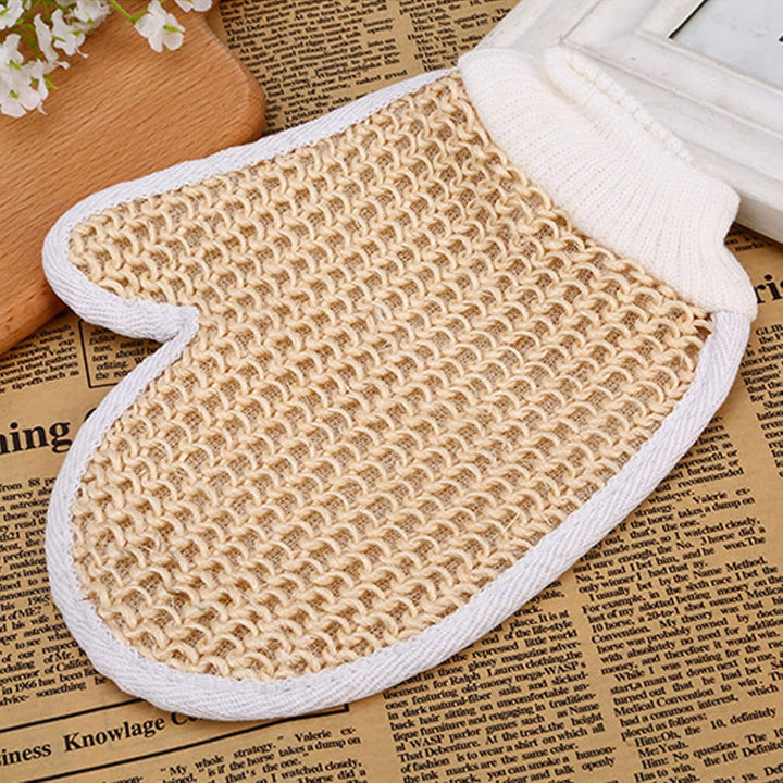 Exfoliating Bath Glove for Men and Women - Soft Sisal Shower Body Scrubber Mitt for Deep Skin Cleaning and Dead Skin Removal