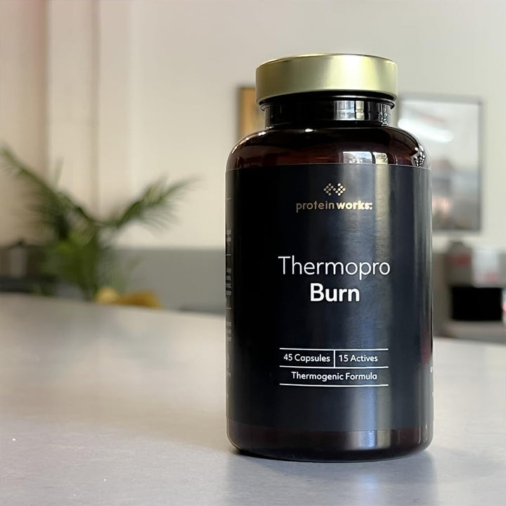 Thermopro Burn Tablets, Preworkout Supplement with Caffeine, Reduces Tiredness & Fatigue, 45 Capsules - Protein Works
