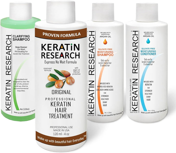 Brazilian Keratin Hair Treatment Straightening Smoothing Damaged Hair Repair Complex Blowout Long Lasting Organic Natural Results, Argan Oil Collagen Proteins Amino Acids (120Ml X2)