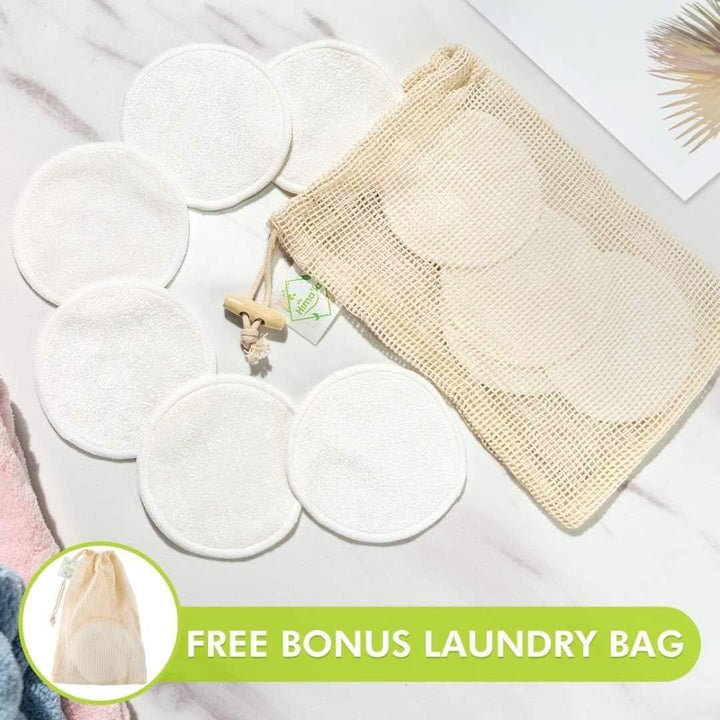 12 Pcs Reusable Makeup Remover Padswith Washable Laundry Bag | Bamboo Reusable Make up Remover Pads - Eco Friendly Soft & Gentle Reusable Cotton Pads Makeup Remover (Pack of 12)