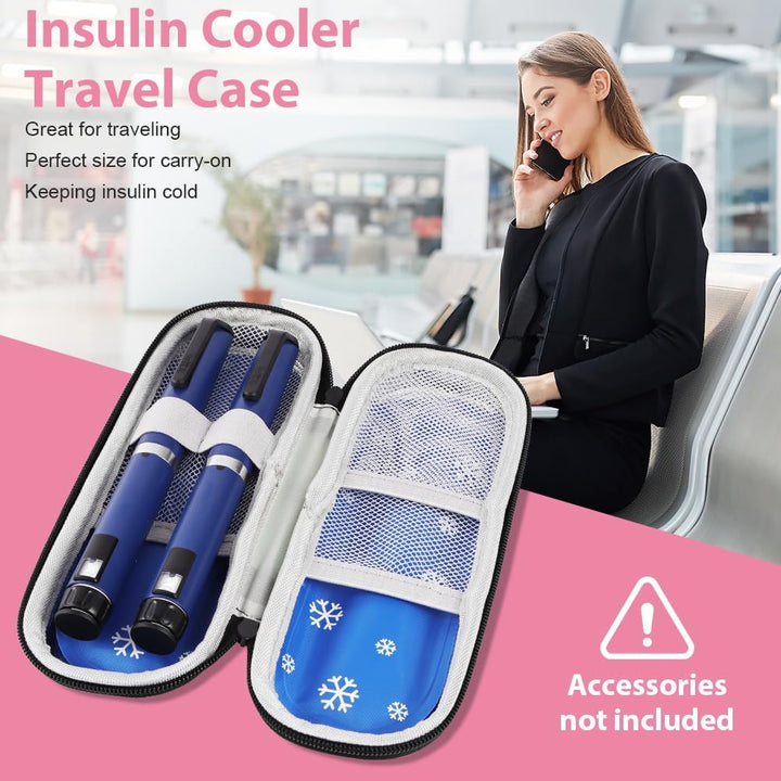 Insulin Cooler Travel Case, Medicine Cooler for Travel Insulin Case with 2 Ice Pack, Diabetic Supplies Insulin Pen Case, Diabetic Small Storage Travel Pack, Portable Insulin Travel Case