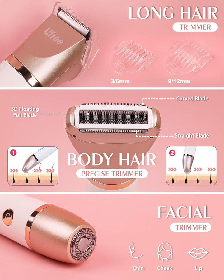 Lady Shavers for Women Pubic Hair, Bikini Trimmer Women Wet & Dry Use Groomer, Womens Electric Shavers Razors IPX7 Waterproof, Face Legs and Underarm Hair Shaver Cordless, Birthday Gifts, Gold