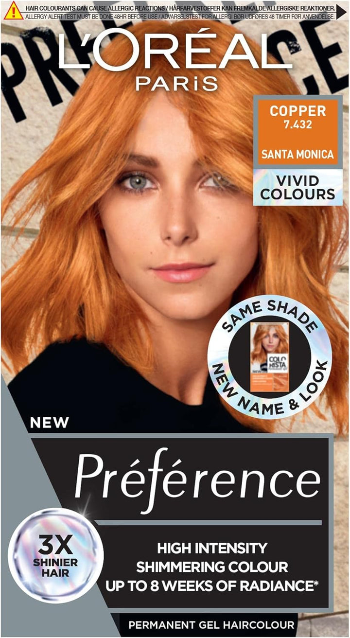 Paris Permanent Hair Colour, Long-Lasting Shine and Intense Colour, for up to 8 Weeks, Preference Vivids (Colorista), Bright Red 8.624, X1 Pack