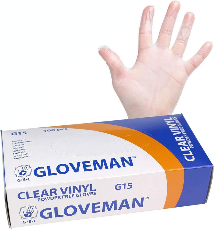 Clear Vinyl Gloves (Box of 100) (Medium)