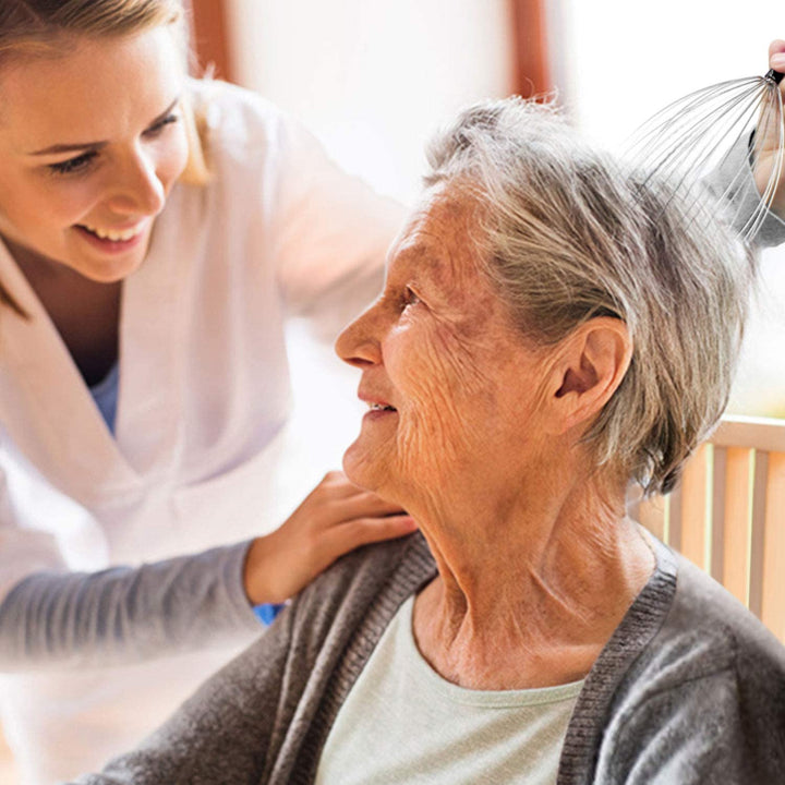 2 Pack Head Scalp Massager, Stocking Fillers Stress Relief Relax Gifts for Women Men Adults, 20 Fingers Scalp Head Scratcher for Hair Stimulation Body Relaxing (Black & Black)