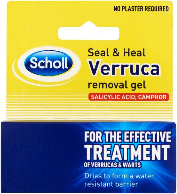Scholl Seal & Heal Verruca Removal Treatment Gel - No Plaster Needed, Salicylic Acid & Camphor Treatment for Verrucas, Corns, Warts & Calluses, Water-Resistant Barrier,Easy to Apply, Size 10Ml