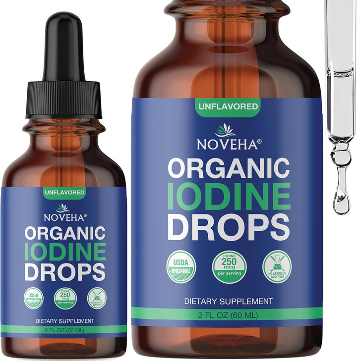 Iodine Drops | Organic Potassium Iodide Supplement | Daily Support for Thyroid Function & Wellness | 250 Mcg per Serving | USDA Organic, Vegan, Non-Gmo, Gluten-Free | 30-Month Supply