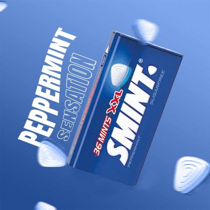 SMINT Sugar Free Mints XXL - Smint Mix Flavor Strawberry, Spearmint, Sweet Mint, Peppermint - 36 Mints Tin Pack of 4