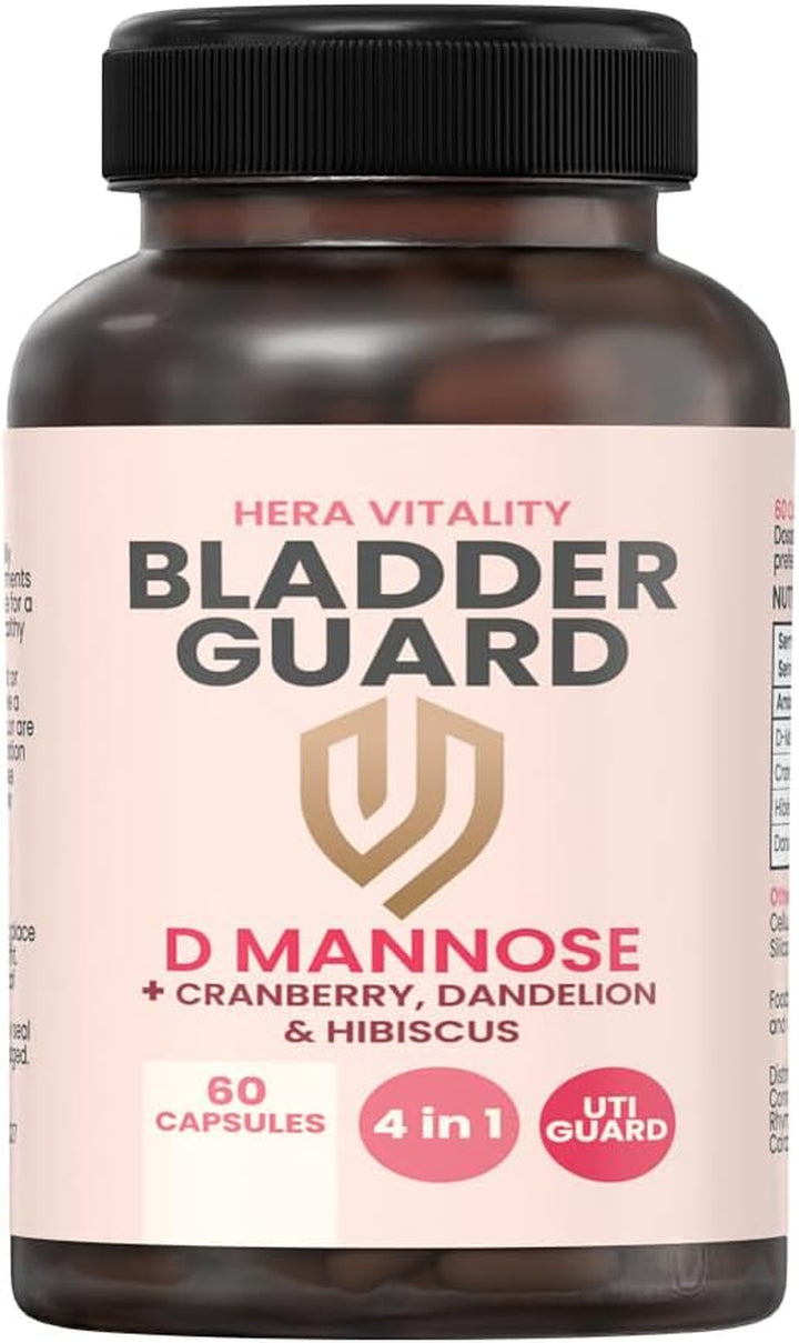 D-Mannose Bladder & UTI Support – Urinary Tract Cleanse with Cranberry, Hibiscus & Dandelion – Natural Cystitis Relief & Bladder Control Supplement – 2 Month Supply | Vegan, Uk-Made Capsules