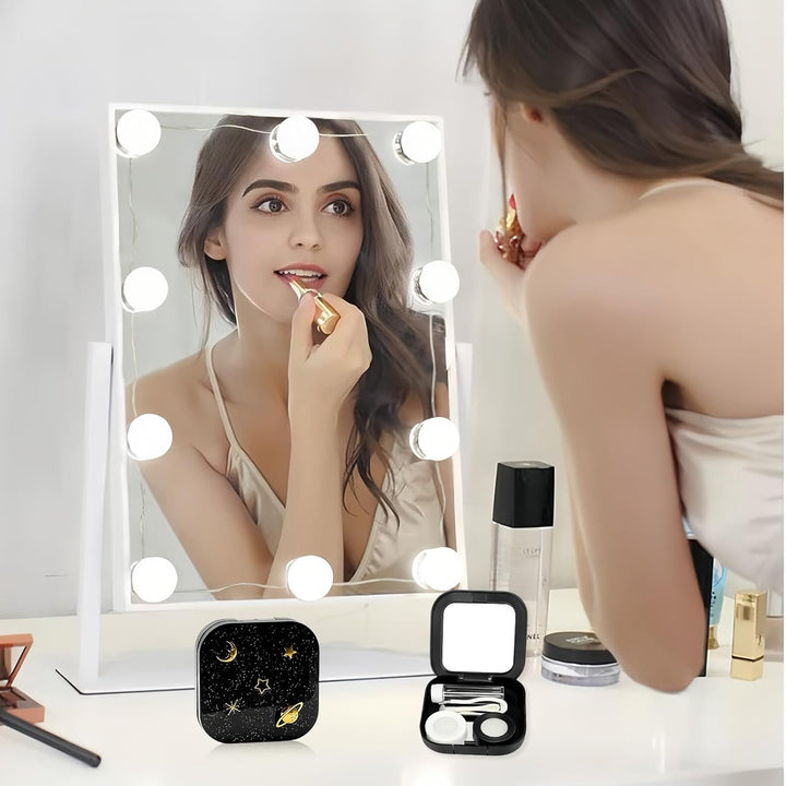 Contact Lens Cases, Contact Lens Holder with Mirror, Portable Eye Contacts Mini Case Container Set with L and R Caps for Home Travel