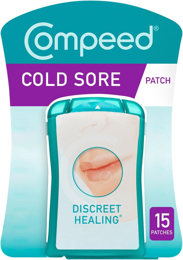 Hydrocolloid Cold Sore Treatment Patches (15 Invisible Plasters for Cold Sores) - 12 Hours Protection from Water, Bacteria & Viruses - Discreet, Easy to Apply Patches with Patch Applicator