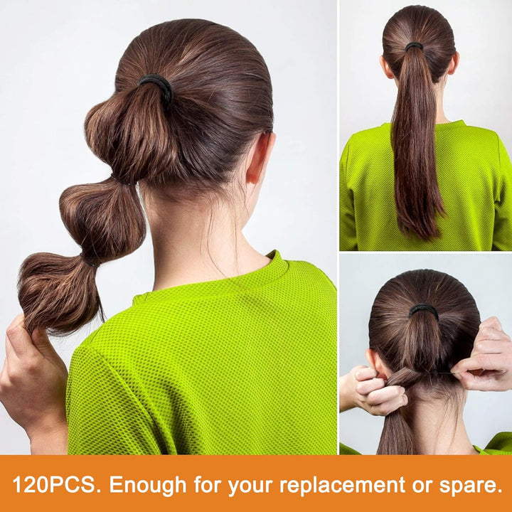 120 PCS Elastic Hair Bands, 2Mm Hair Ties Elastic Bobbles Hairbands Ponytail Holders No Metal Gentle Hair Bands for Women Girls Kids