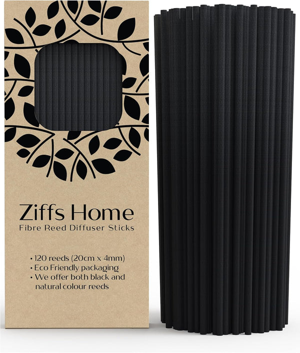 120 Black Fibre Reed Diffuser Sticks - 20Cm X 4Mm - Thick Diffuser Reeds