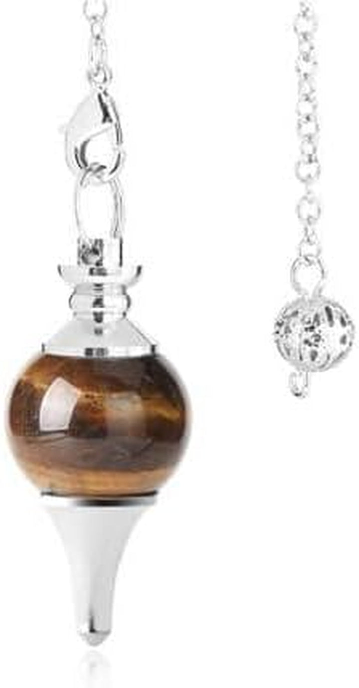 Tiger Eyes Pendulum | Universal Waterdrop Radiesthesia Divinatory Crystal Pendulum with High Vibrational Quality | 4Cm Pink Quartz Dowsing Pendulum | 17Cm Chain Included