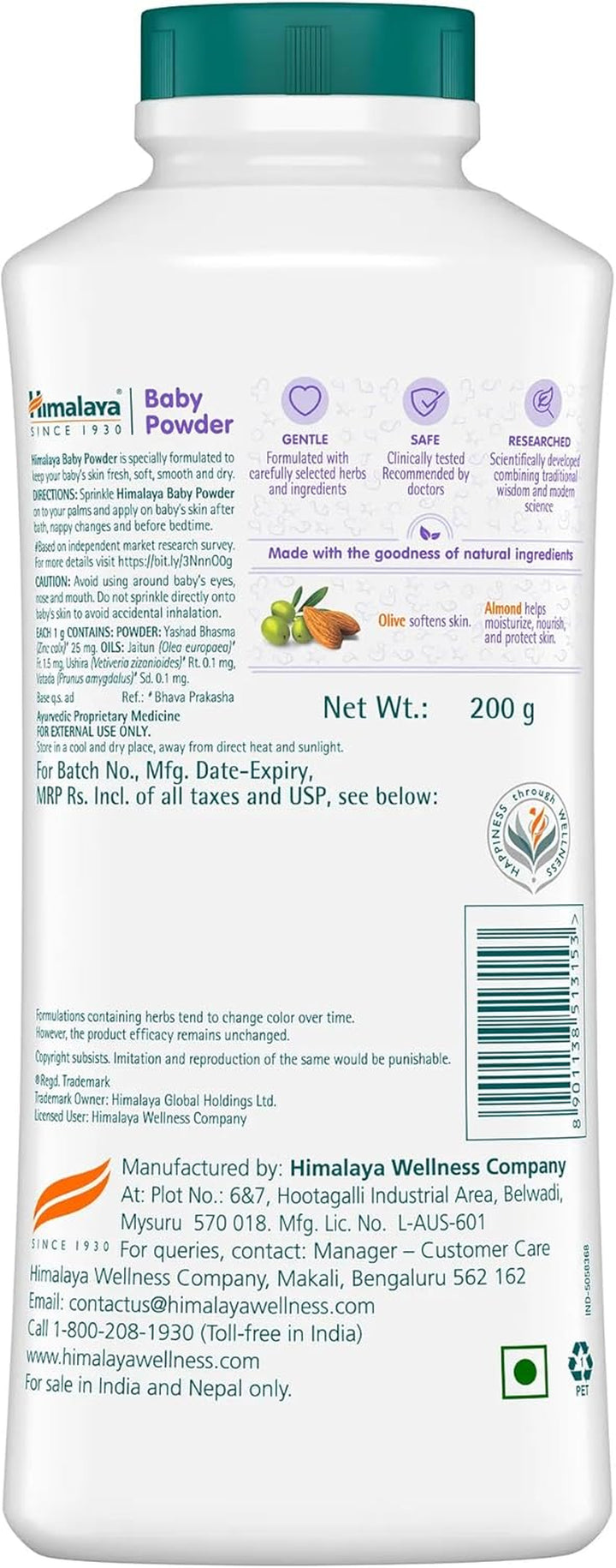 Baby Powder Pure Gentle Safe 200 Gm