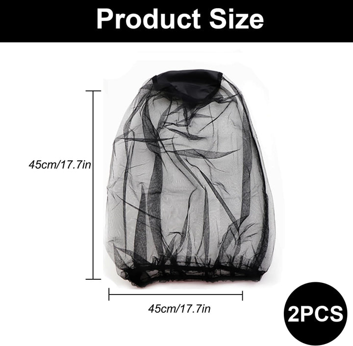 2Pcs Midge Head Net Mosquito Head Protecting Net Face Mesh for Mosquitoes Bugs Fly Insects Gnats Midges Encrypted Fine Mesh Insect Netting Cover for Outdoor Fishing Camping Hiking Climbing Walking