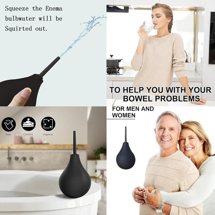 4 PCS Enema 220 Ml Constipation Relief Bowel Cleanse for Men Detachable Slim Nozzles Reusable Colon Cleanse Anal Douche Enemas at Home Kit Fast for Men and Women Douches