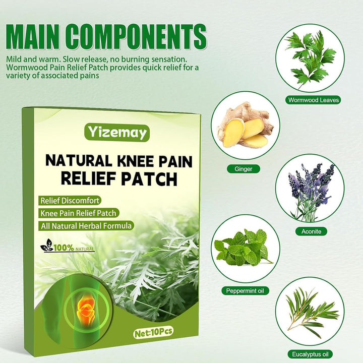Knee Pain Relief Patches, 40Pcs Knee Patches Pain Relief Plaster Wormwood Herbal Knee Pain Relief Patches Relieves Muscle Soreness in Knee, Neck, Shoulder