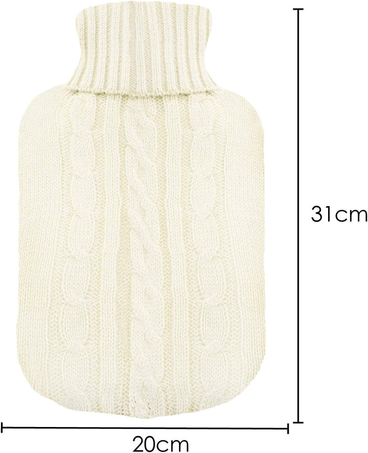 Knitted Cover for Hot Water Bottle, Cream Knitted Insulator, Knitted Winter Accessories, Perfect Xmas/Mother'S Day/Valentine'S Day Gift for Her