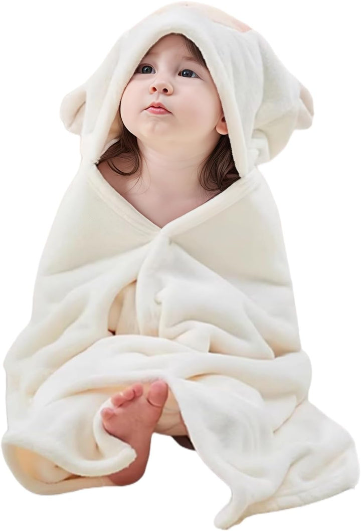 Hooded Towel for Babies, 80 X 80 Cm, Baby Bath Towel, Baby Bath Towel Made of Coral Fleece, Babies Newborns, Blue