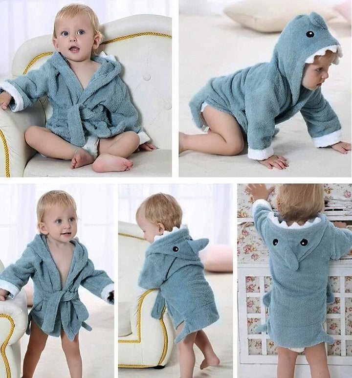 3D Animal Baby Bathrobe, Super Soft Flannel Hooded Bath Towel, Dressing Gown Sleepwear Gift for 0-3 Years Old