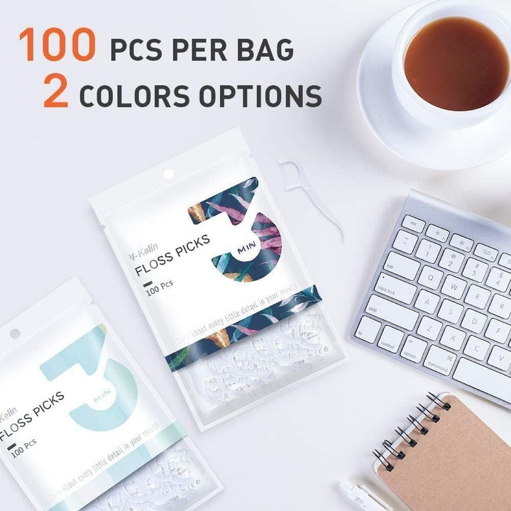 Dental Floss-100 Pcs Dental Floss Toothpick,Teeth Stick,Tooth Picks,Floss Picks,Teeth Cleaning (100 Count (Pack of 1), No Flavor