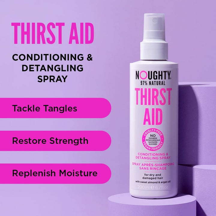 97% Natural Thirst Aid Conditioning and Detangling Spray Sulphate Free Vegan Haircare, Leave in De-Tangler Treatment for Dry & Damaged Hair 200Ml