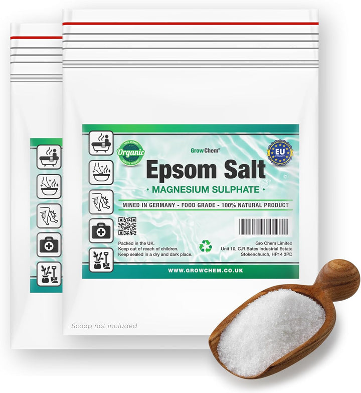 Natural Epsom Salts (1KG Bucket) – Pure Food Grade Magnesium Sulphate Mineral, 100% Natural Salts Mined in Germany - for Health, Detoxification, Muscle Relief, Exfoliating & Gardening