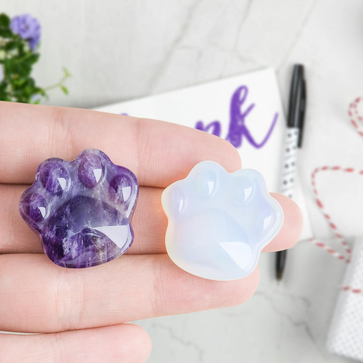 Cat Crystals and Healing Stones, Natural Stone for Anxiety Relief, Emotional Balance & Positive Energy, Pocket-Sized Worry Stones for Stress Relief, Unique Gift for Crystal Cat Lovers (Amethyst)