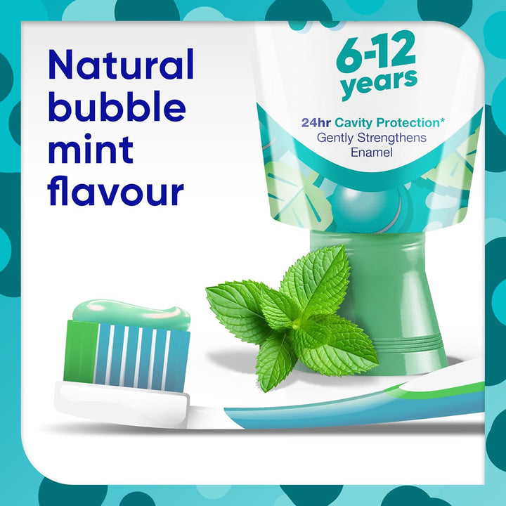 Junior 6-12 Years Toothpaste for Juniors, 2X Stronger Enamel Defence*, Bubble Mint Flavour, 50 Ml *Protection from Sugar Acids Vs Your Mouth’S Natural Defences.
