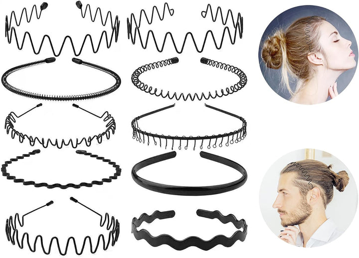 Mens Hair Band Sports Hair Bands Men, Non-Slip Sports Fashion Headband, Metal Hair Band Men, Hair Hoop Outdoor Sports, Weddings and Daily Wear (6 Pcs)