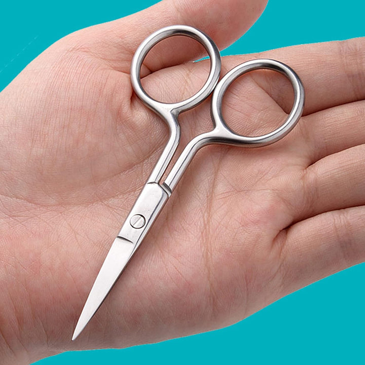 Stainless Steel Facial Hair Scissors - Small Straight Tip Scissors for Eyebrows, Nose, Moustache, Beard & Eyelash