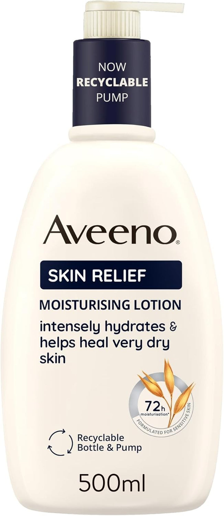 Skin Relief Moisturising Lotion, with Soothing Triple Oat Complex & Shea Butter, Suitable for Sensitive Skin, 72-Hour Intense Hydration, Helps Relieve Very Dry and Tight Skin, Unscented, 500Ml