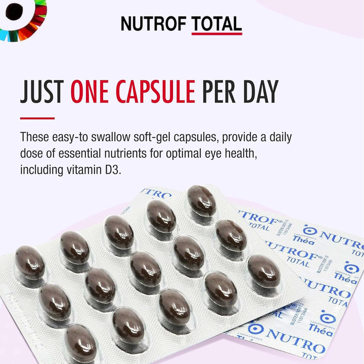 Nutrof Total Capsules – Once Daily Food Supplement with Lutein, Zeaxanthin, Omega 3, and Antioxidants | 3 Pack of 30 Capsules (1 Capsule per Day - 3-Month Supply)