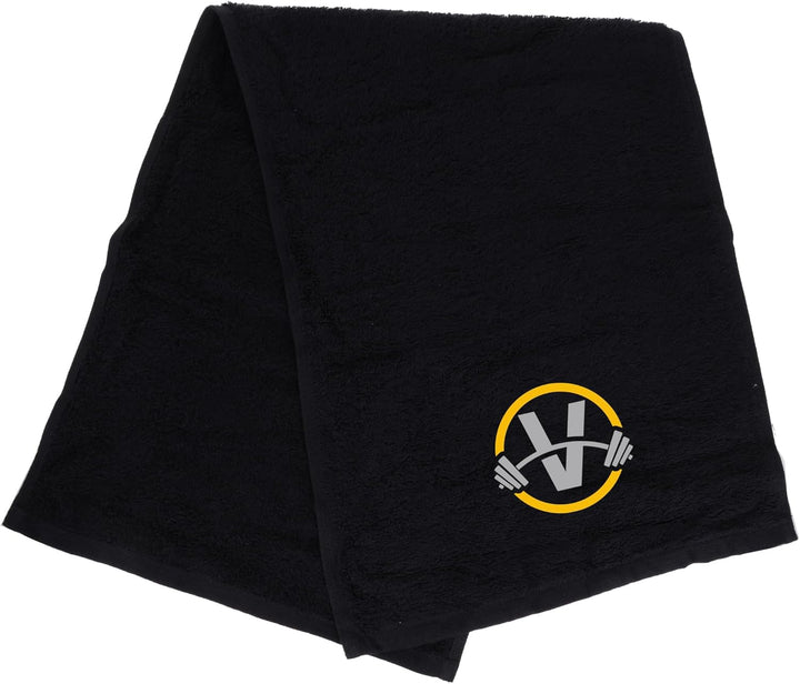Gym Towel with Monogrammed Embroidery Initial Gift for Men & Women, Training Accessory Gift, Gym Towel Present for Weight Lifting Birthday, Retirement, Christmas - Black, J