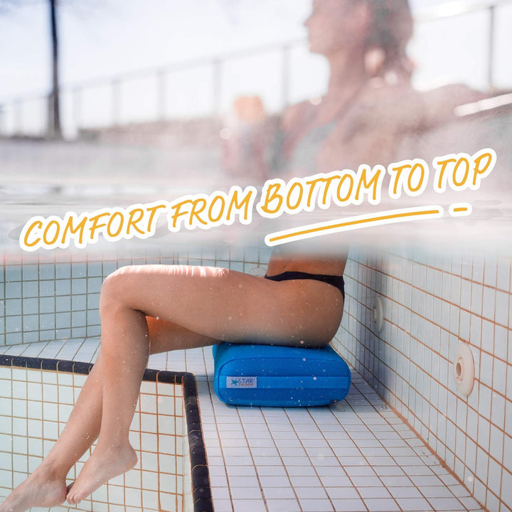 Hot Tub Booster Seat, 15 X 12 X 5 Inches - Hot Tub Pillow with Non-Slip Micro Dot Bottom and 6 Weighted Sections - Quick Dry Bath Accessories for Indoor or Outdoor Spa