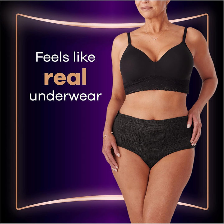 Boutique Incontinence Pants Women, Medium Size, Black, 18 High Absorbency plus Pants (9 X 2 Packs), Odour Neutraliser, Softness and Protection, for Sensitive Bladder