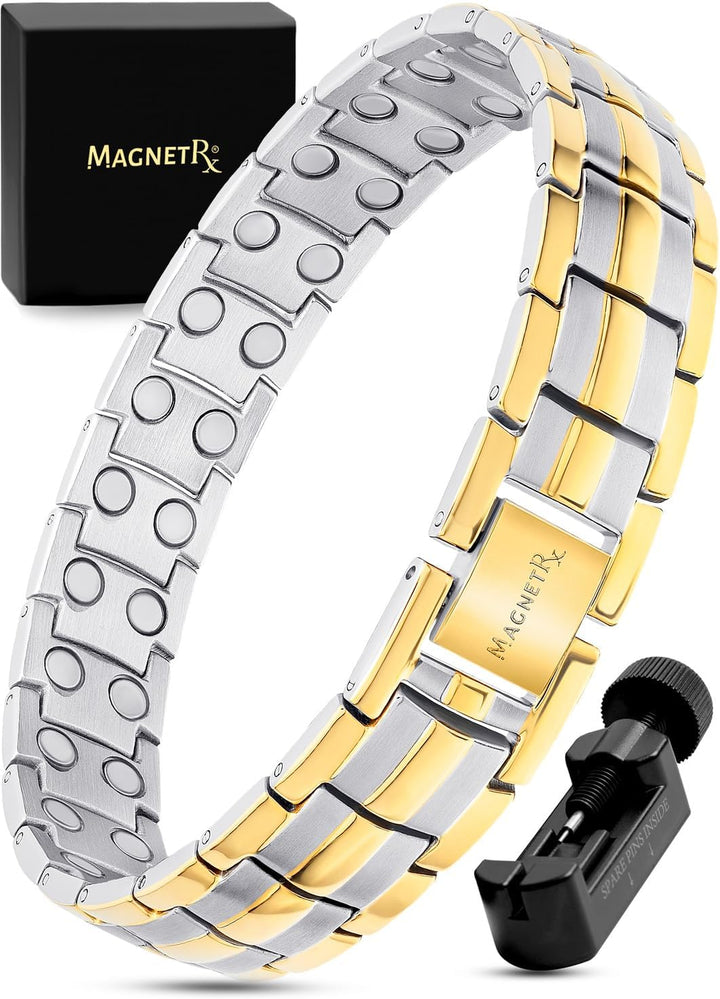 ® Magnetic Bracelets for Men - Ellipsemax 5X Strength 5,000 Gauss Magnets - Designed in USA & Patent Approved - Premium Titanium Mens Magnetic Bracelet & Adjustable Length (Gunmetal)