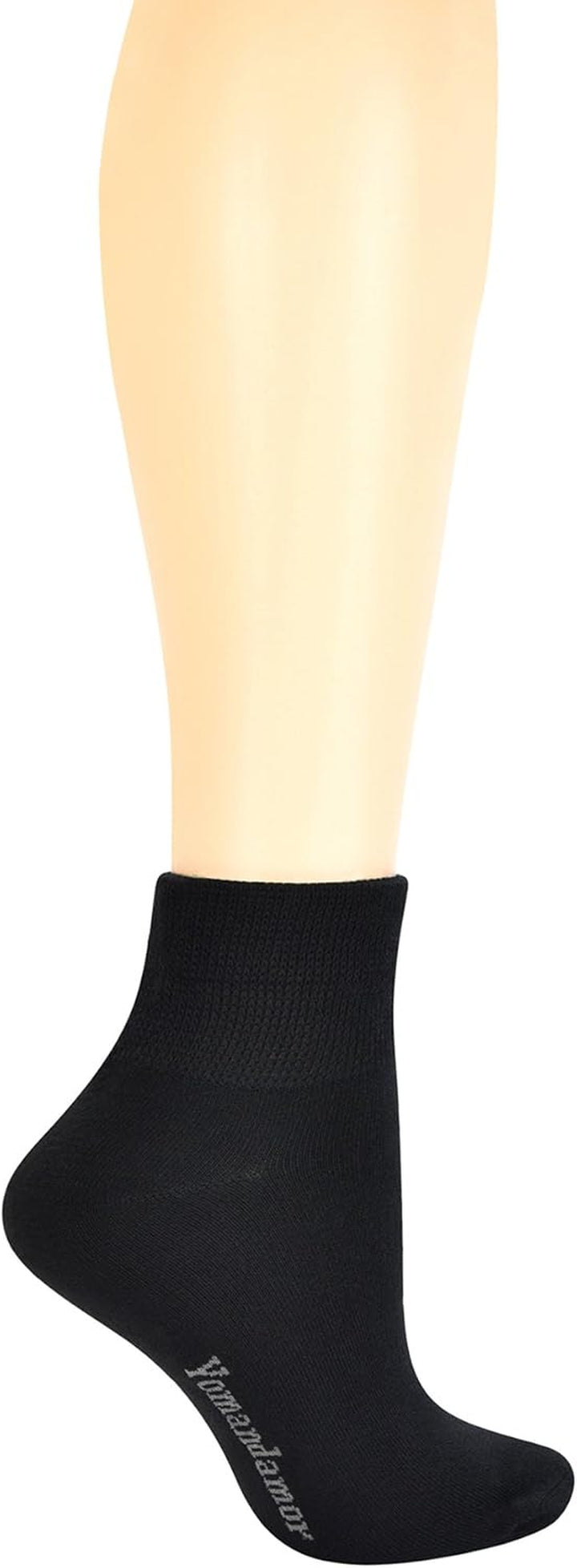 Seamless Casual/Diabetic Socks Ladies Bamboo Ankle Black Socks with Non-Binding Top,5 Pairs