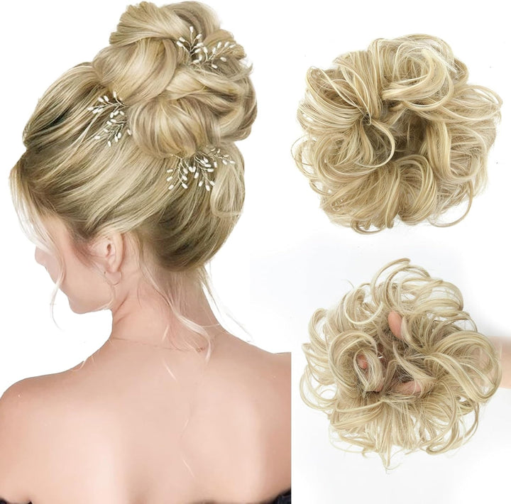 Messy Bun Hair Piece for Women,Curly Wavy Hair Scrunchies Bun Extensions Hairpieces,Synthetic Hair Chignons Accessories Updo for Girls(18/22#,35G)