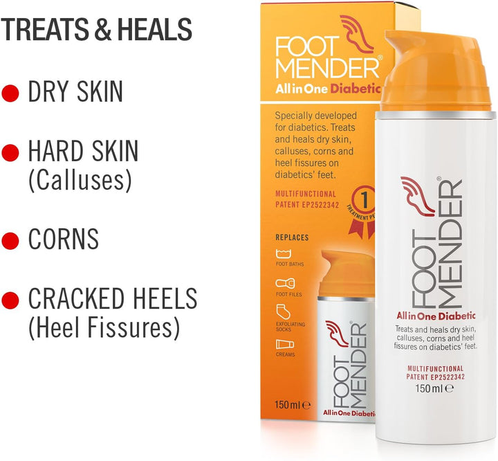 All in One Diabetic | Medically Proven, an Effictive Foot Cream | Treat and Heal Your Dry Feet, Hard Skin, Corns and Cracked Heels | Significant Effect after First Treatment | 150 Ml
