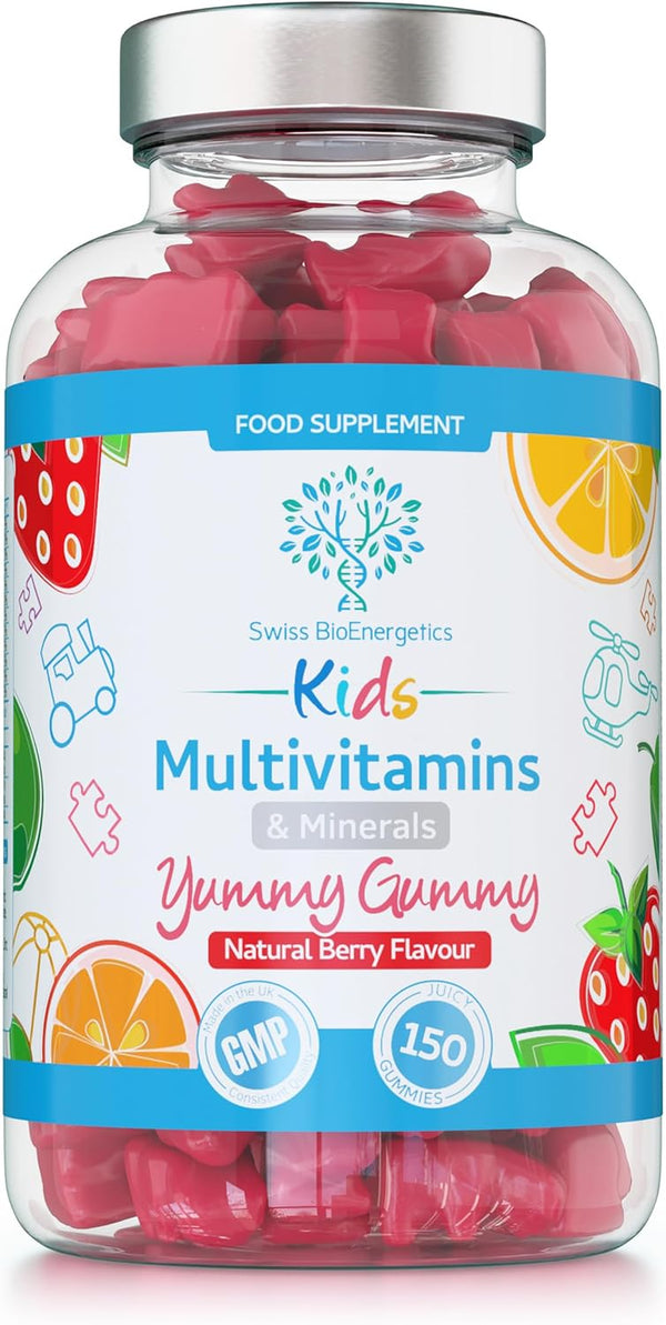 Kids/Childrens Vitamins - 150 Multivitamin & Minerals Gummies - Natural Berry Flavour Packed with Essential Nutrients - Vegan & Free of Artificial Sweeteners – 5 Months Supply – UK Made