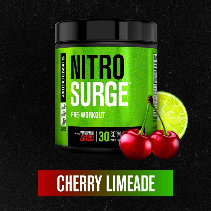 Nitrosurge Pre Workout Powder - 6G L-Citrulline, 3.2G Beta Alanine, 2.5G Betaine Anhydrous, 360Mg Caffeine Anhydrous - 30 Servings, Cherry Limeade