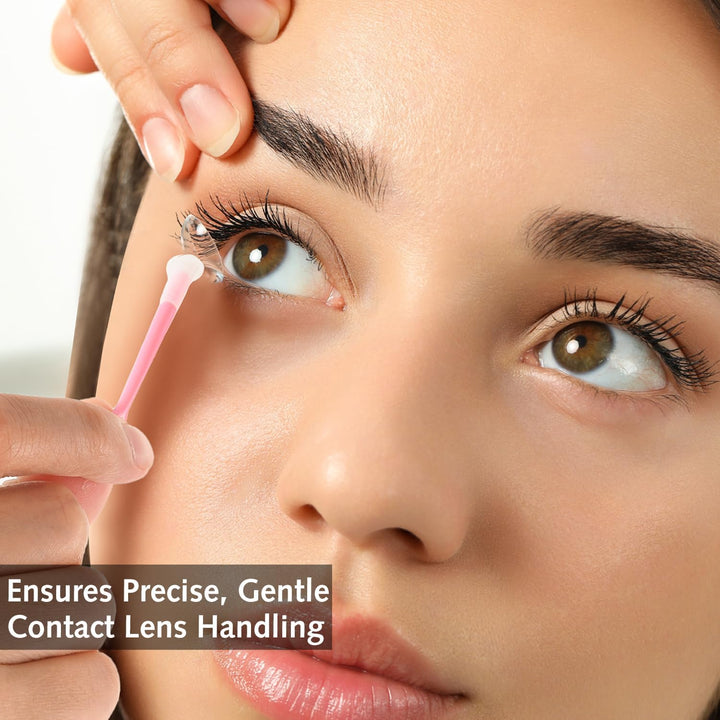 4 Pcs Contact Lens Remover and Inserter Tool for Soft Lenses, Portable Contact Lens Remover Tools with Tweezers & Suction Stick, Storage Case Included - Ideal for Travel and Daily Use