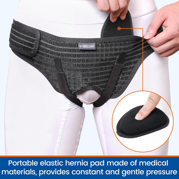 Hernia Belt for Men and Women, Hernia Support Truss for Double Inguinal, Pain Relief Recovery, Adjustable Waist Strap with 2 Removable Medical Compression Pads（Medium, 35-41''）
