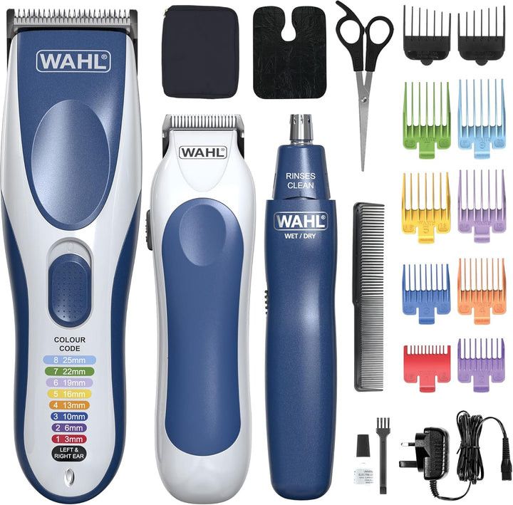 Colour Pro Cordless Combi Haircutting Kit, Hair Clipper & Trimmer for Full Haircuts, Rechargeable, Long Life Hair Clipper & Battery Powered Trimmer, Colour Coded for Easy Clipping, Full Haircuts