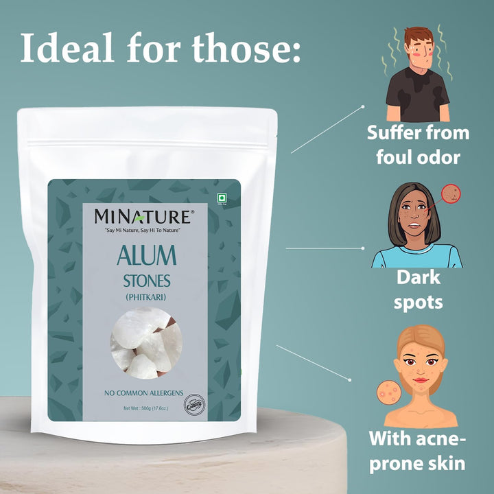 Mi Nature Potassium Alum Stone 500G |Phitkari Block| Pure Fitkari for Post Shave Care | Skin Care & Multiple Uses| Natural Deodorant